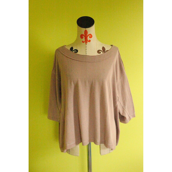 H BY BORDEAUX XL Soft Loose Sweater Top 3/4 Slv Boat Neck Brown - Picture 7 of 10